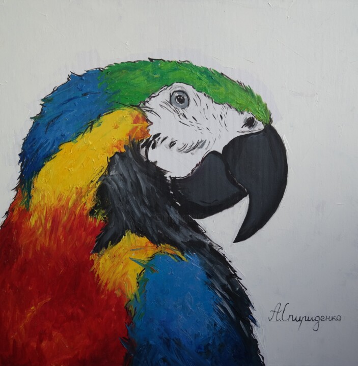 Painting titled "Parrot" by Andriy Spyrydenko, Original Artwork, Oil