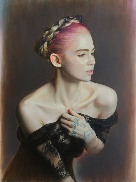 Painting titled "Grimes" by Andriy Markiv, Original Artwork, Oil