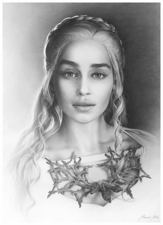 Painting titled "Daenerys Targaryen" by Andriy Markiv, Original Artwork, Graphite