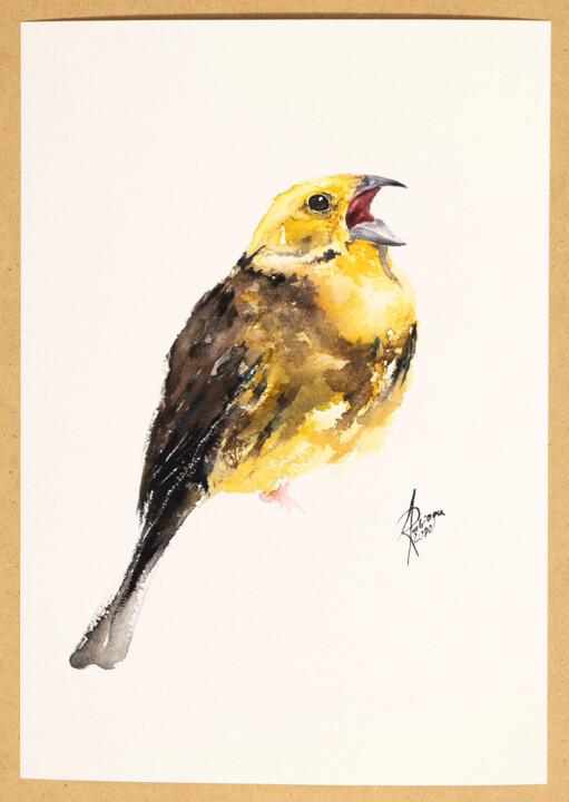 Painting titled "yellowhammer print" by Andrzej Rabiega, Original Artwork, Digital Print