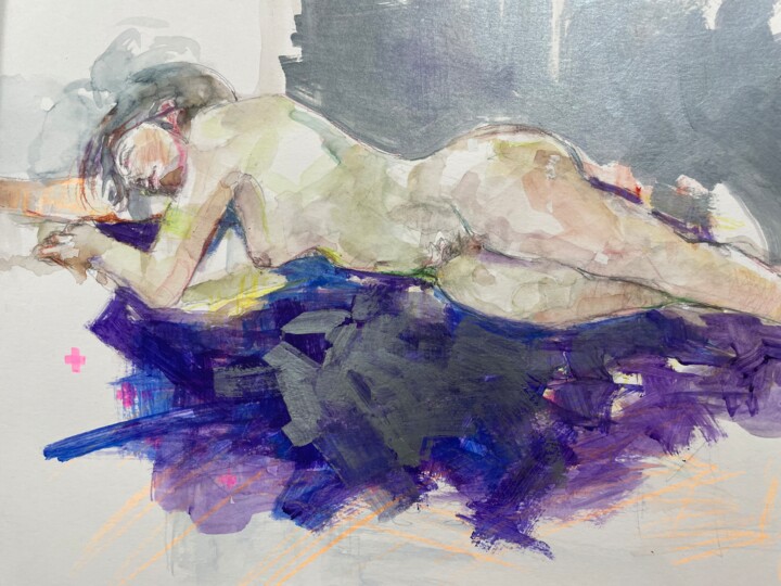 Drawing titled "Nude life drawing #…" by Andy Fung, Original Artwork, Acrylic