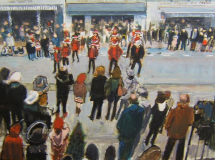 Peinture intitulée "la foule" par Andy Hudson, Œuvre d'art originale, Huile