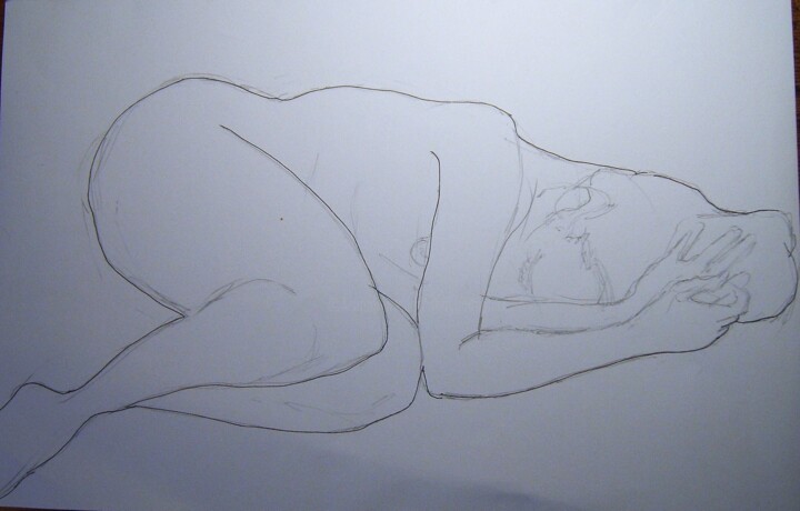 Drawing titled "Aïssa en forme de f…" by Andy Hudson, Original Artwork, Pencil