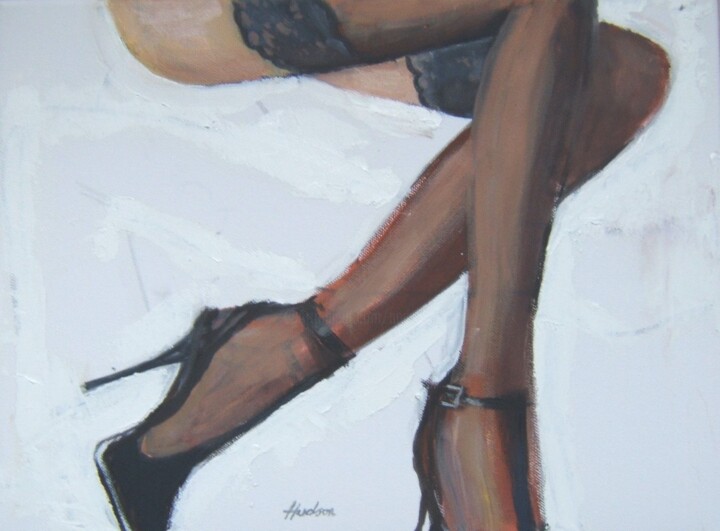 Painting titled "Stockings" by Andy Hudson, Original Artwork, Oil
