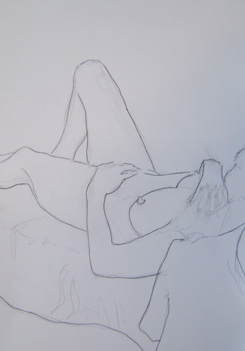 Disegno intitolato "Aïssa - reclining p…" da Andy Hudson, Opera d'arte originale, Matita