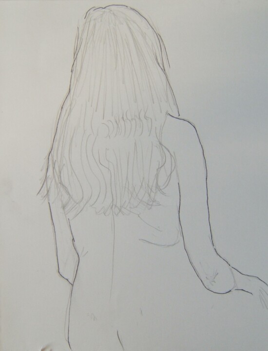 Zeichnungen mit dem Titel "Aïssa - les cheveux" von Andy Hudson, Original-Kunstwerk, Bleistift