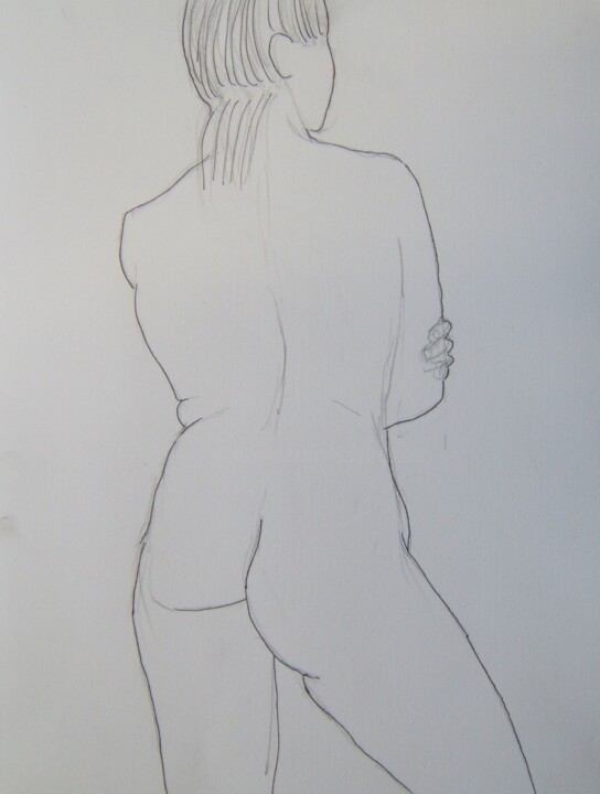 Drawing titled "Vue de dos - hair up" by Andy Hudson, Original Artwork, Pencil