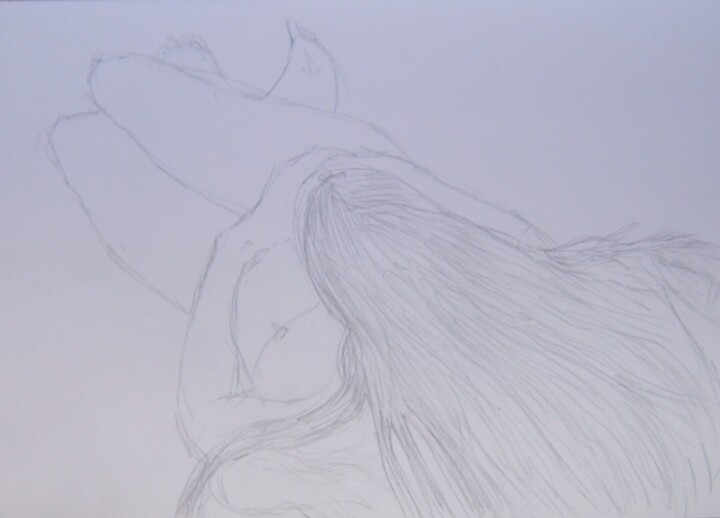 Drawing titled "Aïssa in a reclinin…" by Andy Hudson, Original Artwork, Pencil