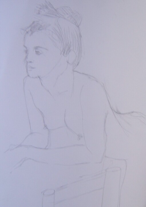 Drawing titled "Model leaning on a…" by Andy Hudson, Original Artwork, Pencil