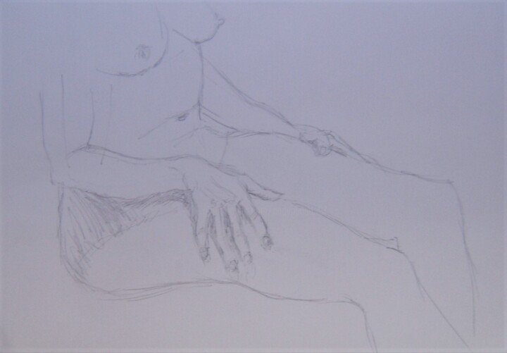 Disegno intitolato "Hands on thighs" da Andy Hudson, Opera d'arte originale, Matita