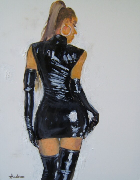 绘画 标题为“The shiny black dre…” 由Andy Hudson, 原创艺术品, 油 安装在木质担架架上