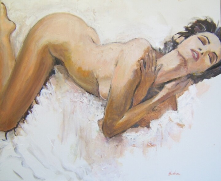 Painting titled "Actrice nue" by Andy Hudson, Original Artwork, Oil