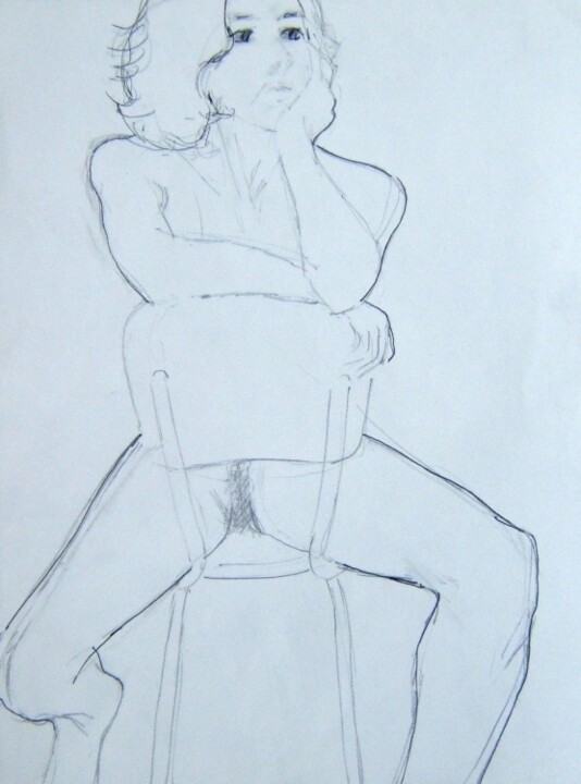 Drawing titled "Nu en pose de Chris…" by Andy Hudson, Original Artwork, Other