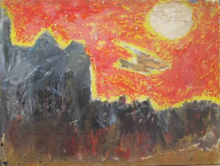 Картина под названием "Flying Saucer" - Andy Kane, Подлинное произведение искусства, Энкаустический Установлен на Деревянная…