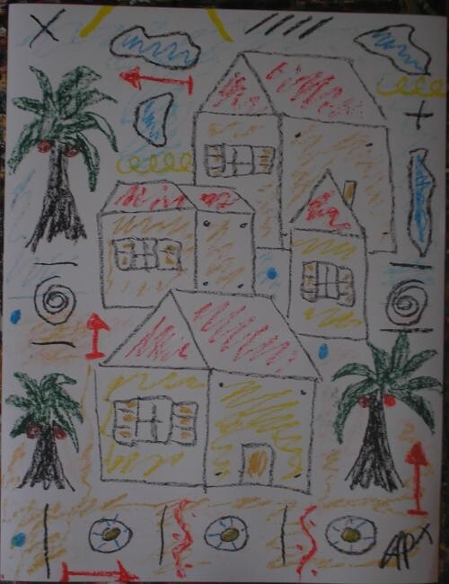 Drawing titled "maisons" by Andy Pilgrimm, Original Artwork
