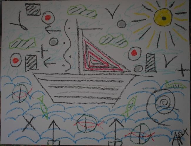 Drawing titled "bateau" by Andy Pilgrimm, Original Artwork