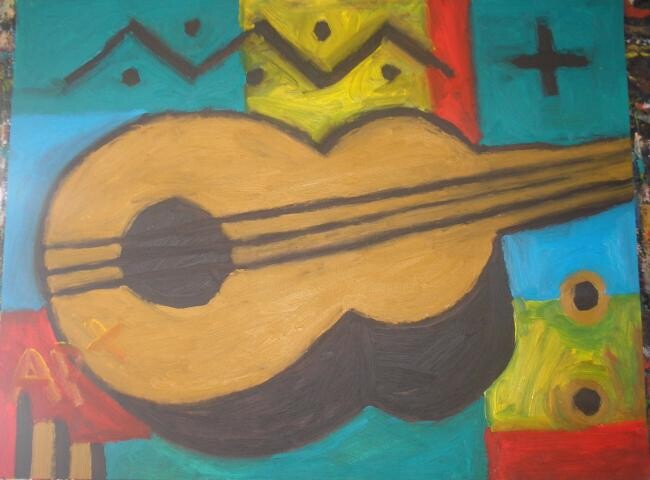 「guitare」というタイトルの絵画 Andy Pilgrimmによって, オリジナルのアートワーク