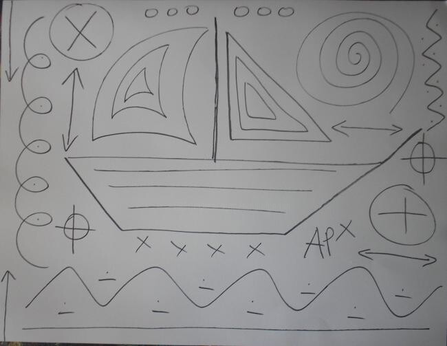 Desenho intitulada "bateau" por Andy Pilgrimm, Obras de arte originais