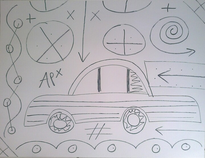 Drawing titled "voiture12.jpg" by Andy Pilgrimm, Original Artwork