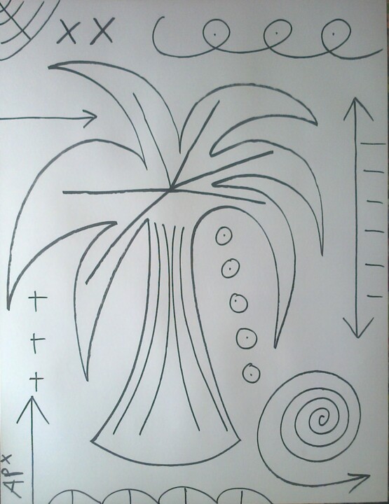 Dibujo titulada "palmier.jpg" por Andy Pilgrimm, Obra de arte original, Rotulador
