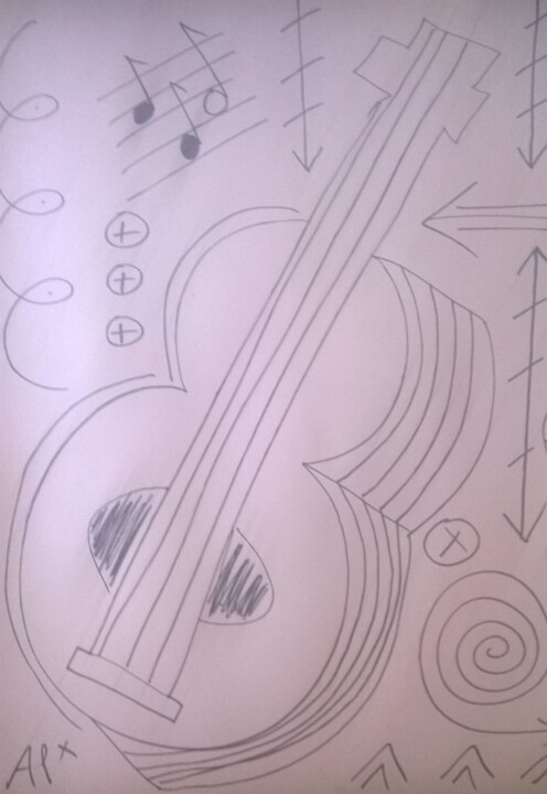 Drawing titled "guitare13.jpg" by Andy Pilgrimm, Original Artwork, Marker