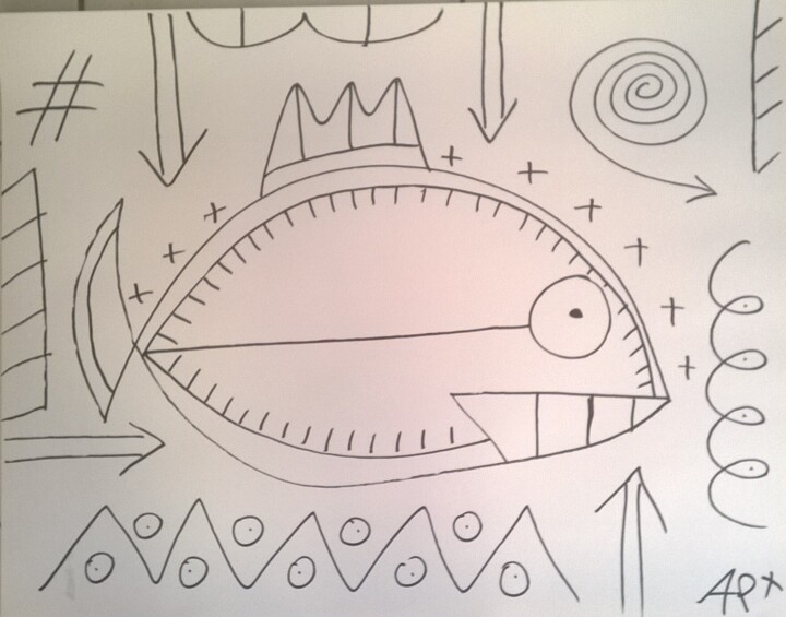 Dibujo titulada "poisson18.jpg" por Andy Pilgrimm, Obra de arte original, Rotulador