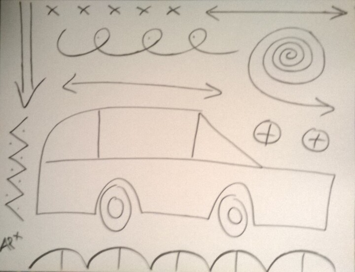 Drawing titled "voiture26.jpg" by Andy Pilgrimm, Original Artwork, Marker