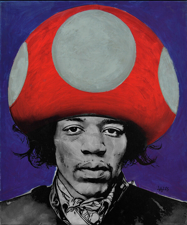 Pittura intitolato "SUPER JIMI PARTY" da Andy Wario, Opera d'arte originale, Acrilico