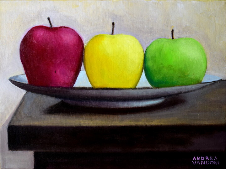 Painting titled "The Trio" by Andrea Vandoni, Original Artwork, Oil Mounted on Wood Stretcher frame