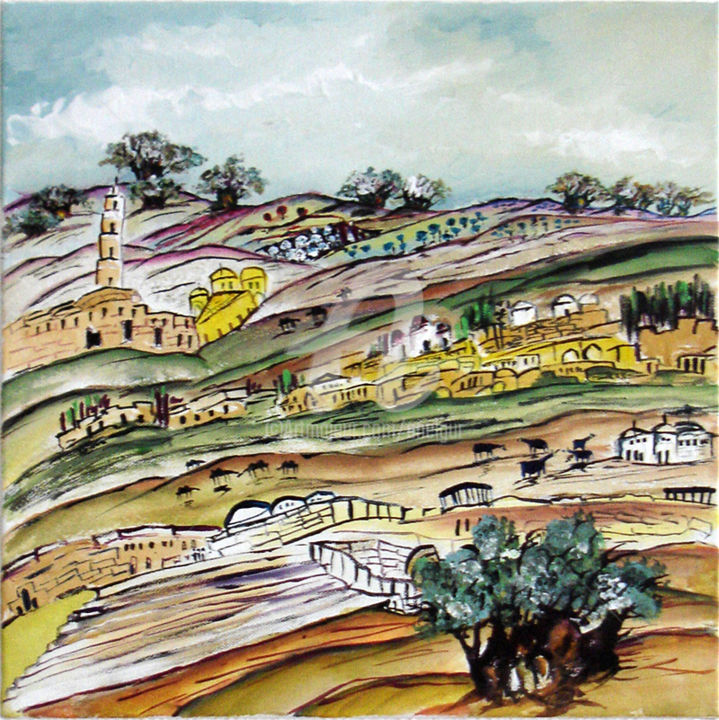 Pittura intitolato "Near Jerusalem" da Anel Gur, Opera d'arte originale