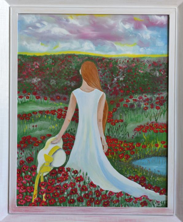 Картина под названием "Lady with Hat" - Aneta Horská (Ann), Подлинное произведение искусства, Масло