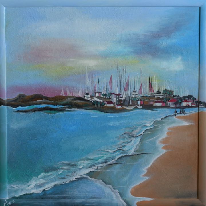 Картина под названием "Port In Pescara" - Aneta Horská (Ann), Подлинное произведение искусства, Масло