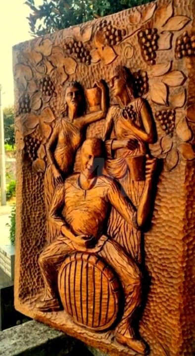 Sculpture titled "BACCO" by Aneta Florea, Original Art, Wood