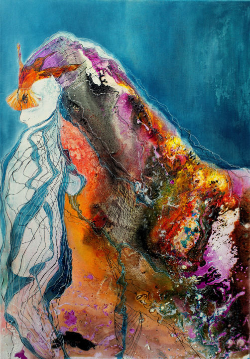 Картина под названием "'Spojrzenie przez N…" - Aneta Barglik, Подлинное произведение искусства, Масло