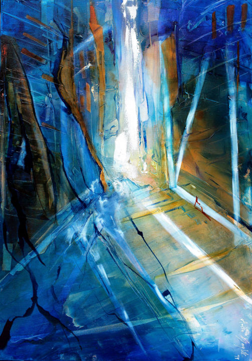 Peinture intitulée "'Veil of the night'…" par Aneta Barglik, Œuvre d'art originale, Huile Monté sur Châssis en bois