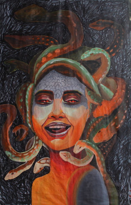 Pintura titulada "medusa gorgon" por Anastasiia Anferova, Obra de arte original, Acrílico