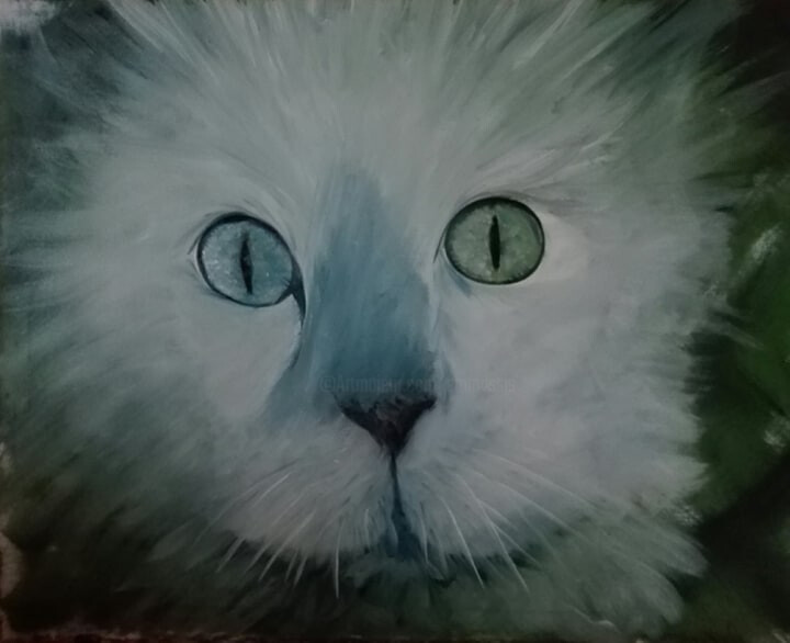 Peinture intitulée ".Stupeur "chat alor…" par Ange, Œuvre d'art originale, Huile