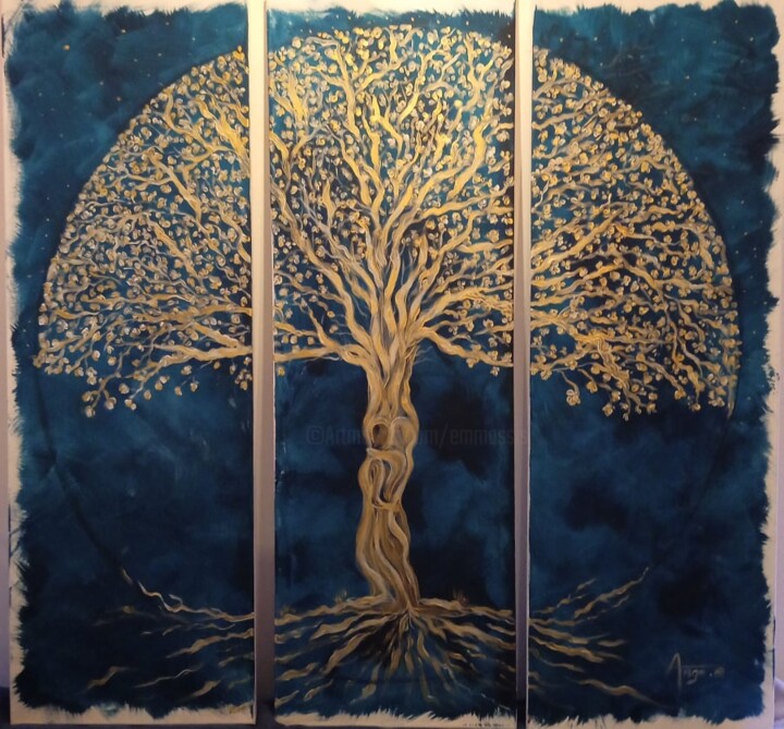 Painting titled "Arbre 2 vies" by Ange, Original Artwork, Acrylic