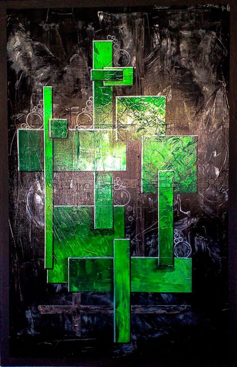 Peinture intitulée "Emerald square" par Stephane Roze, Œuvre d'art originale, Acrylique