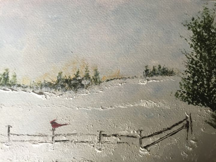 Painting titled "Snowy Lookout" by Angel Griffin, Original Artwork, Acrylic