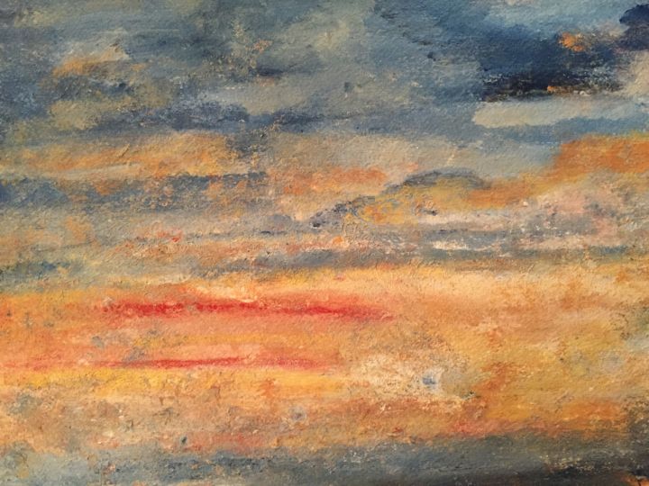 Painting titled "Golden Sunset" by Angel Griffin, Original Artwork, Acrylic