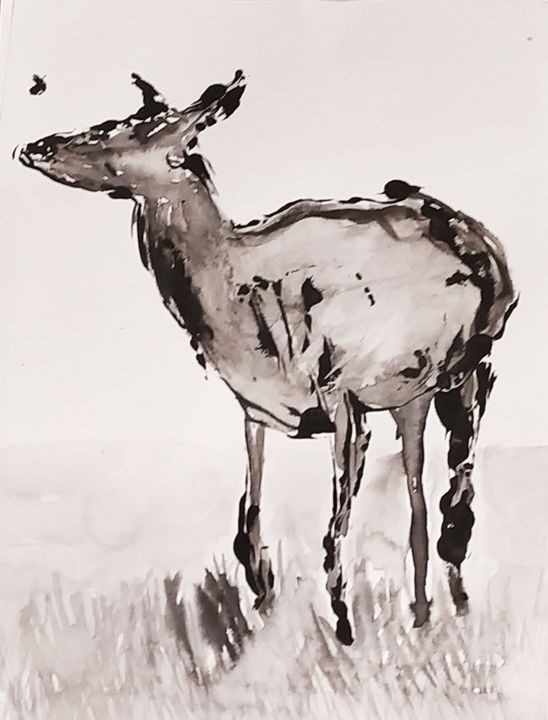Dibujo titulada "Rumiantesss" por Abarrosso, Obra de arte original, Tinta