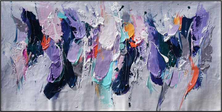 제목이 "Color Symphony"인 미술작품 Angel Chau로, 원작, 아크릴 나무 들것 프레임에 장착됨