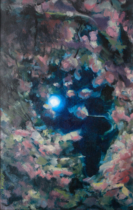 Pintura titulada "Nocturnal Tree III" por Angel Loaiza, Obra de arte original, Oleo