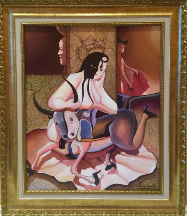 Painting titled "Corrida" by Ángel Preciados Vega, Original Artwork