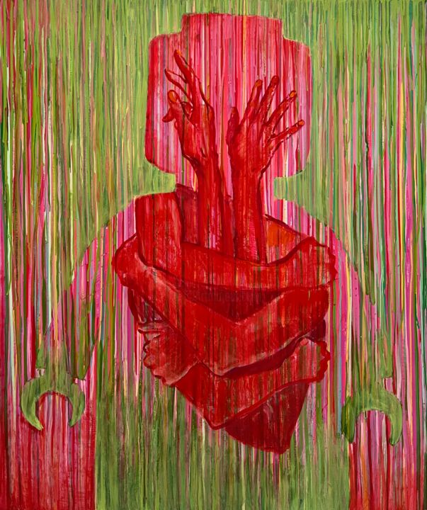 Peinture intitulée "Love" par Angela Nikolau, Œuvre d'art originale, Huile Monté sur Panneau de bois