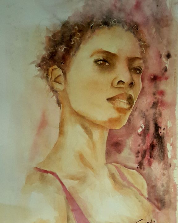 Pintura titulada "Woman" por Angela, Obra de arte original, Acuarela