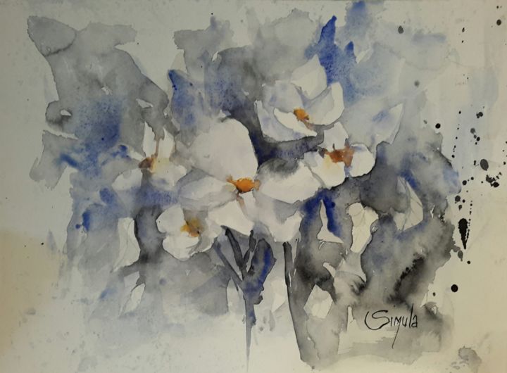 Ζωγραφική με τίτλο "Flowers" από Angela, Αυθεντικά έργα τέχνης, Ακουαρέλα