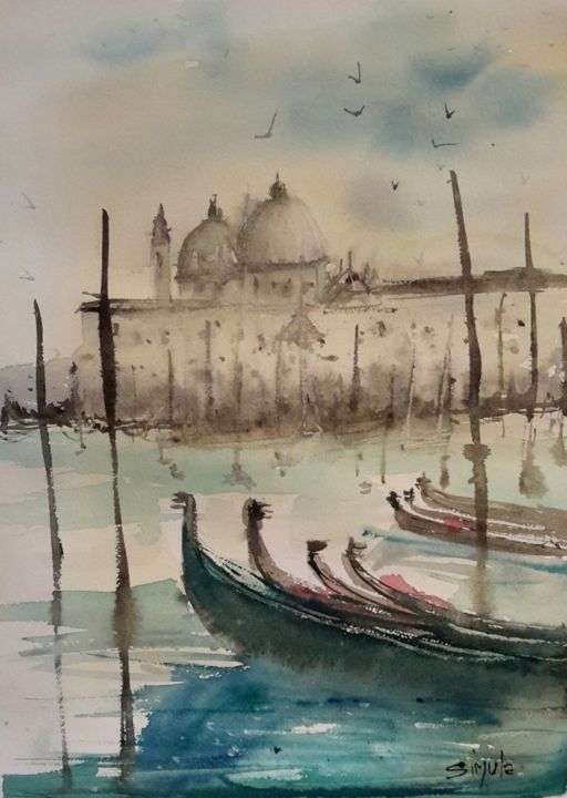 Pittura intitolato "Venezia" da Angela, Opera d'arte originale, Acquarello