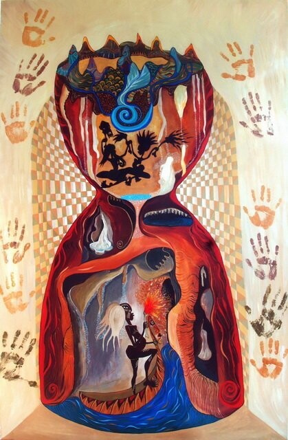 Peinture intitulée "Explorers through t…" par Angela Szabo, Œuvre d'art originale, Huile